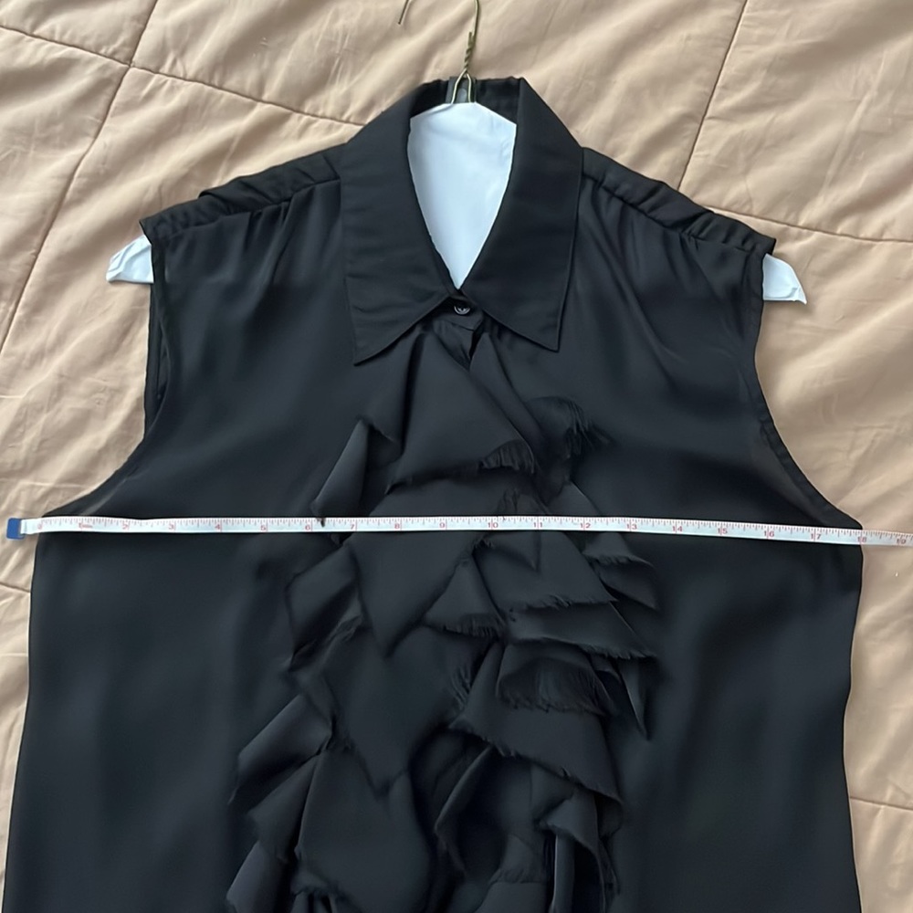 Aqua Ruffle Front Button Down Top - image 6